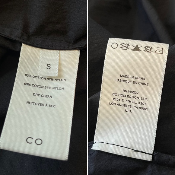 CO Collections V-Neck Blouse in Cotton Blend Poplin Black S Luxury Minimalist - Picture 11 of 16